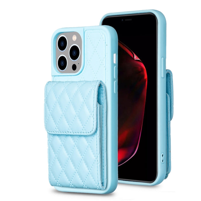 Estuche de teléfono de cuero rómbico de billetera vertical, For iPhone 15 Pro Max, For iPhone 15 Pro, For iPhone 15 Plus, For iPhone 15