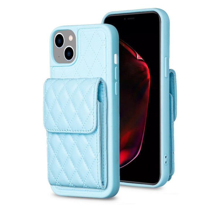Estuche de teléfono de cuero rómbico de billetera vertical, For iPhone 15 Pro Max, For iPhone 15 Pro, For iPhone 15 Plus, For iPhone 15