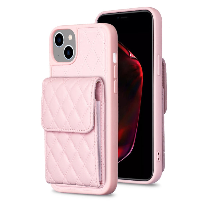 Estuche de teléfono de cuero rómbico de billetera vertical, For iPhone 15 Pro Max, For iPhone 15 Pro, For iPhone 15 Plus, For iPhone 15
