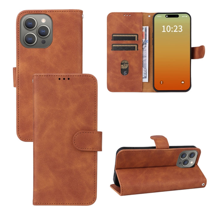 Estuche para teléfono de cuero con tapa magnética Skin Feel, For iPhone 15 Pro Max, For iPhone 15 Pro, For iPhone 15 Plus