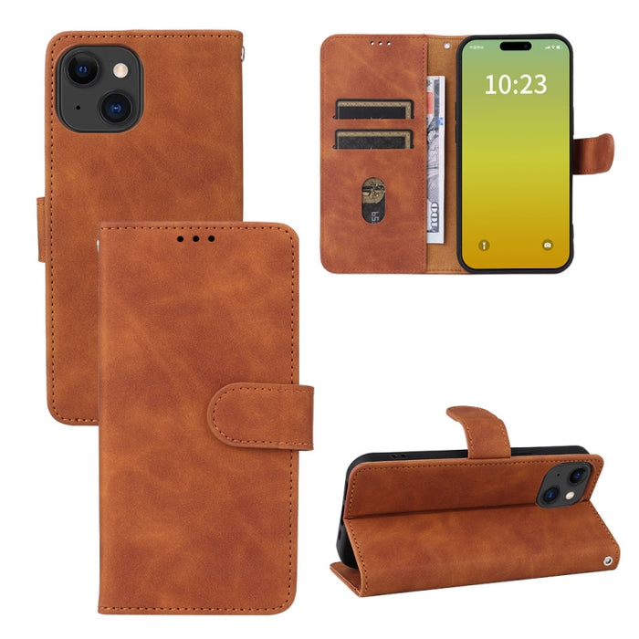 Estuche para teléfono de cuero con tapa magnética Skin Feel, For iPhone 15 Pro Max, For iPhone 15 Pro, For iPhone 15 Plus