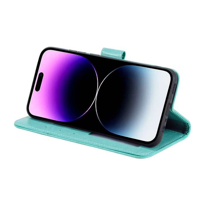Estuche para teléfono de cuero en relieve Totem Flower, For iPhone 16 Pro Max, For iPhone 16 Pro, For iPhone 16 Plus, For iPhone 16, For iPhone 15 Pro Max, For iPhone 15 Pro, For iPhone 15 Plus, For iPhone 15