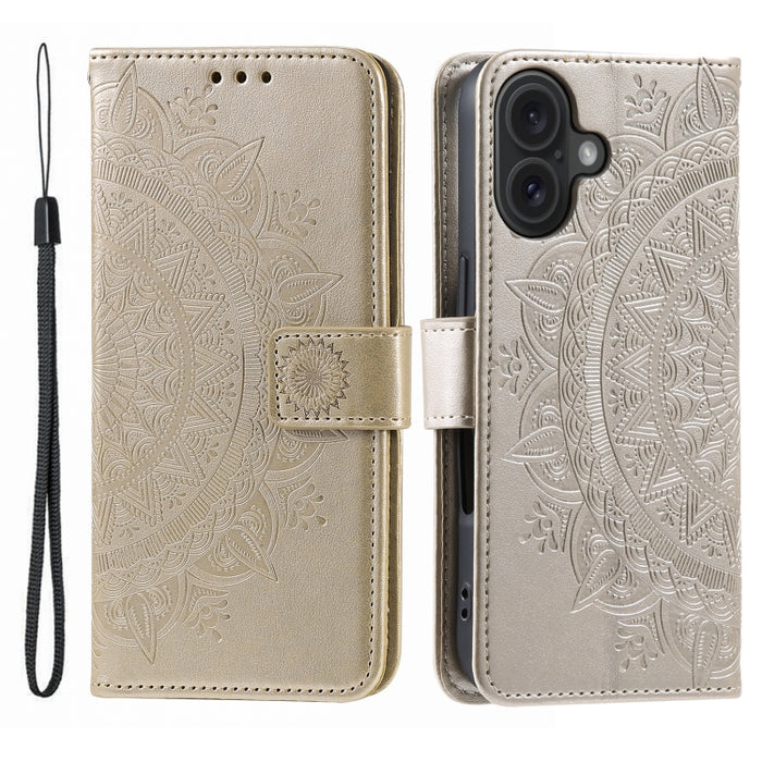 Estuche para teléfono de cuero en relieve Totem Flower, For iPhone 16 Pro Max, For iPhone 16 Pro, For iPhone 16 Plus, For iPhone 16, For iPhone 15 Pro Max, For iPhone 15 Pro, For iPhone 15 Plus, For iPhone 15