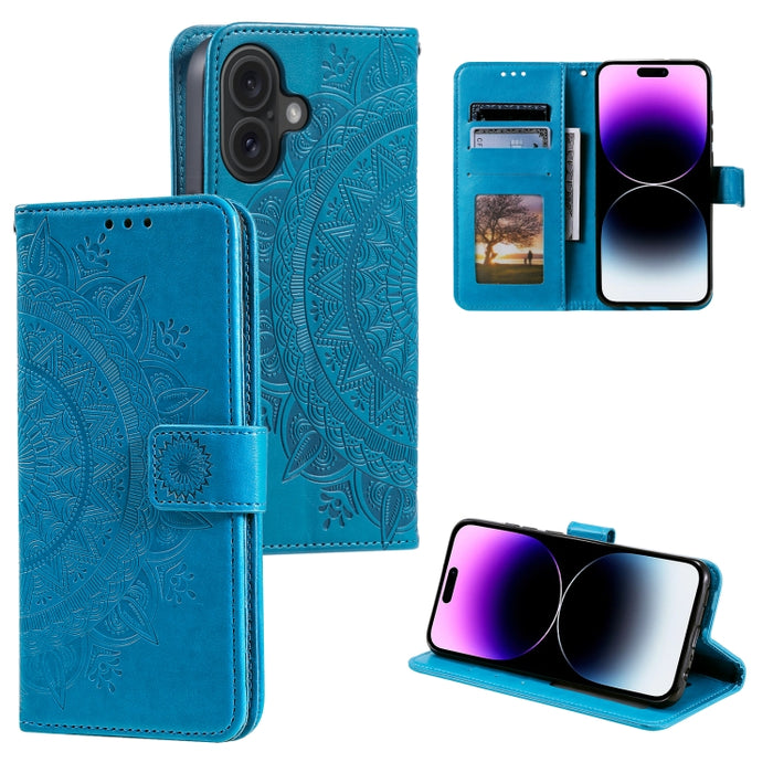 Estuche para teléfono de cuero en relieve Totem Flower, For iPhone 16 Pro Max, For iPhone 16 Pro, For iPhone 16 Plus, For iPhone 16, For iPhone 15 Pro Max, For iPhone 15 Pro, For iPhone 15 Plus, For iPhone 15