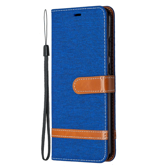 Estuche de cuero con tapa horizontal con textura de mezclilla con soporte y ranuras para tarjetas y billetera y cordón, For Nokia 5.3, For Xiaomi Redmi Note 9