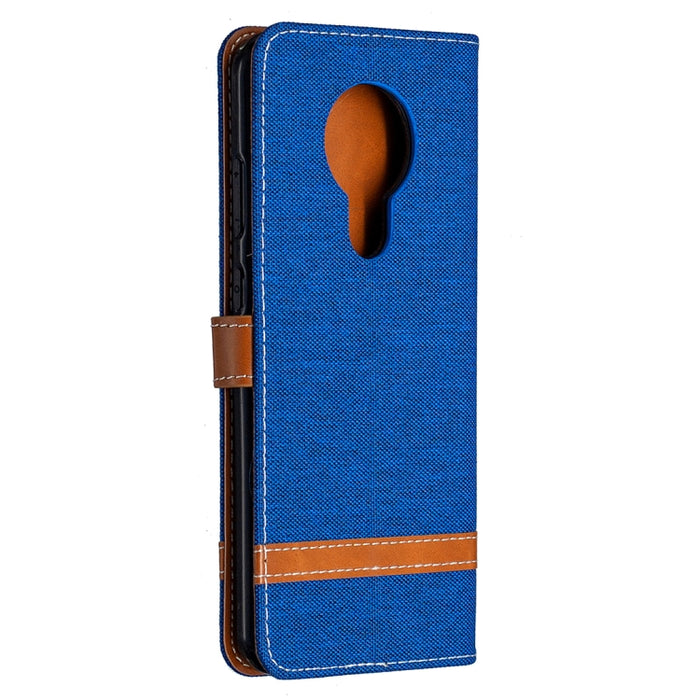 Estuche de cuero con tapa horizontal con textura de mezclilla con soporte y ranuras para tarjetas y billetera y cordón, For Nokia 5.3, For Xiaomi Redmi Note 9
