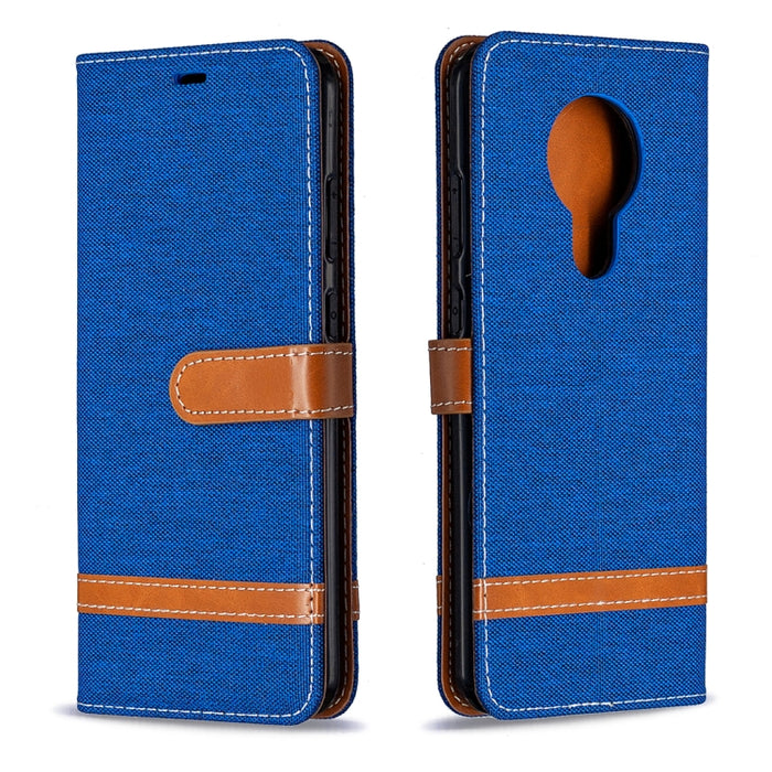 Estuche de cuero con tapa horizontal con textura de mezclilla con soporte y ranuras para tarjetas y billetera y cordón, For Nokia 5.3, For Xiaomi Redmi Note 9