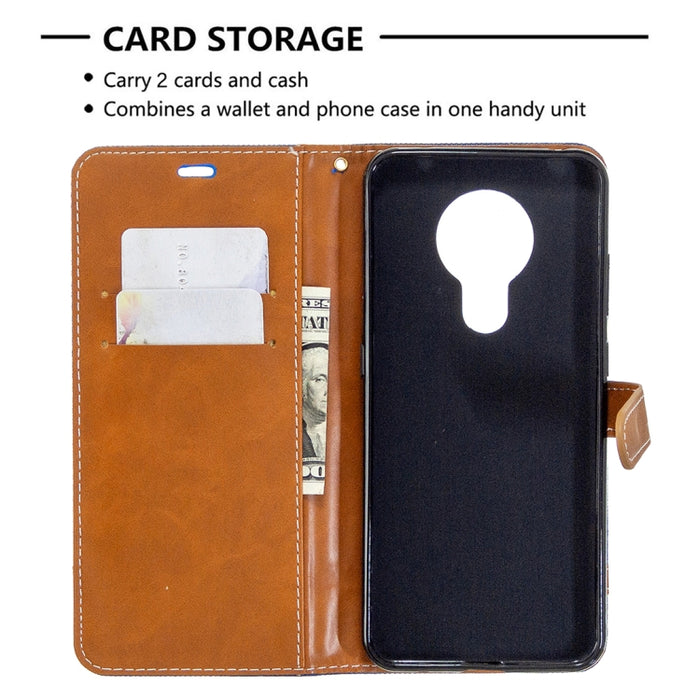 Estuche de cuero con tapa horizontal con textura de mezclilla con soporte y ranuras para tarjetas y billetera y cordón, For Nokia 5.3, For Xiaomi Redmi Note 9