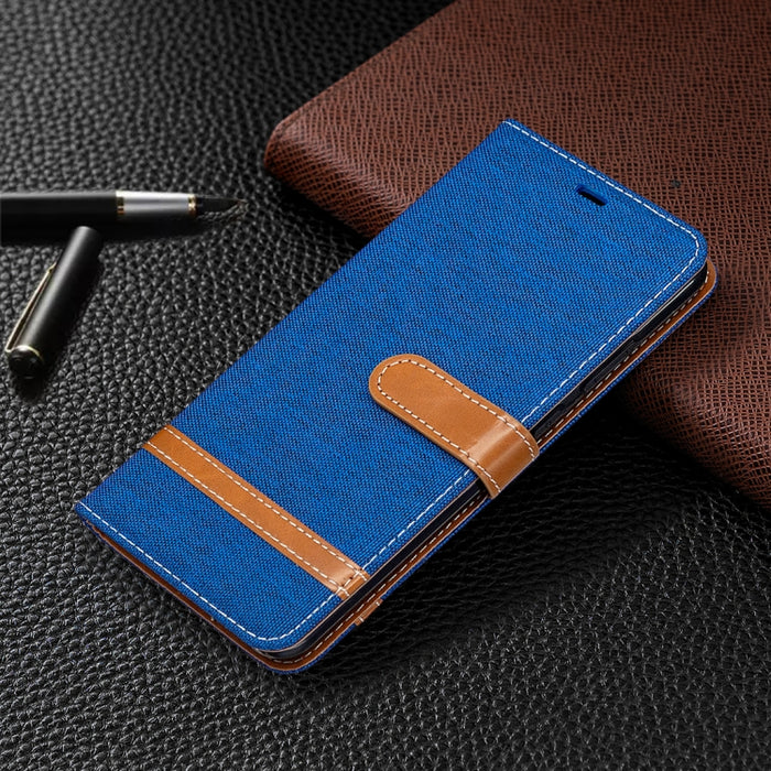 Estuche de cuero con tapa horizontal con textura de mezclilla con soporte y ranuras para tarjetas y billetera y cordón, For Nokia 5.3, For Xiaomi Redmi Note 9