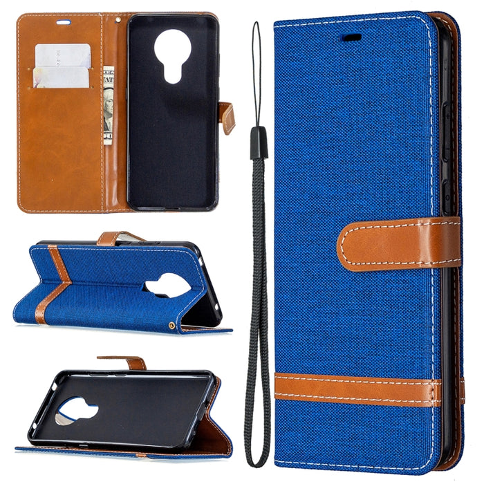 Estuche de cuero con tapa horizontal con textura de mezclilla con soporte y ranuras para tarjetas y billetera y cordón, For Nokia 5.3, For Xiaomi Redmi Note 9