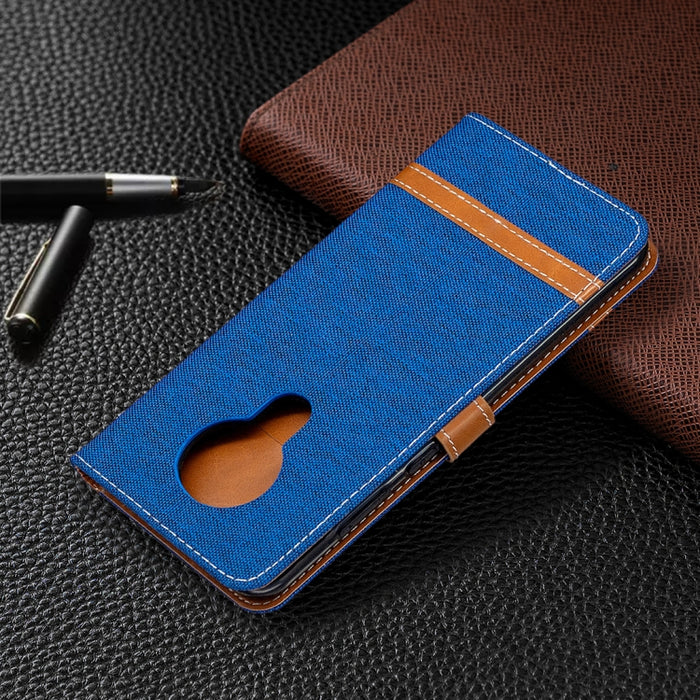 Estuche de cuero con tapa horizontal con textura de mezclilla con soporte y ranuras para tarjetas y billetera y cordón, For Nokia 5.3, For Xiaomi Redmi Note 9