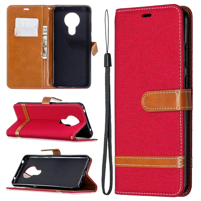 Estuche de cuero con tapa horizontal con textura de mezclilla con soporte y ranuras para tarjetas y billetera y cordón, For Nokia 5.3, For Xiaomi Redmi Note 9