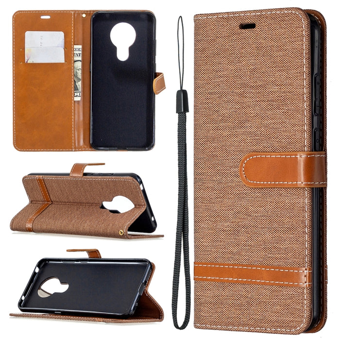 Estuche de cuero con tapa horizontal con textura de mezclilla con soporte y ranuras para tarjetas y billetera y cordón, For Nokia 5.3, For Xiaomi Redmi Note 9