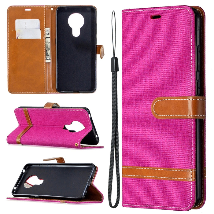 Estuche de cuero con tapa horizontal con textura de mezclilla con soporte y ranuras para tarjetas y billetera y cordón, For Nokia 5.3, For Xiaomi Redmi Note 9