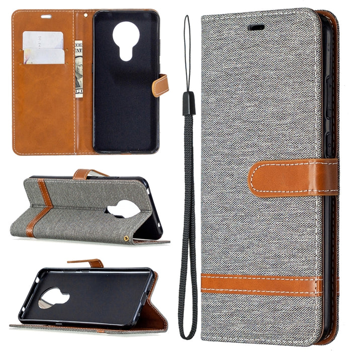 Estuche de cuero con tapa horizontal con textura de mezclilla con soporte y ranuras para tarjetas y billetera y cordón, For Nokia 5.3, For Xiaomi Redmi Note 9