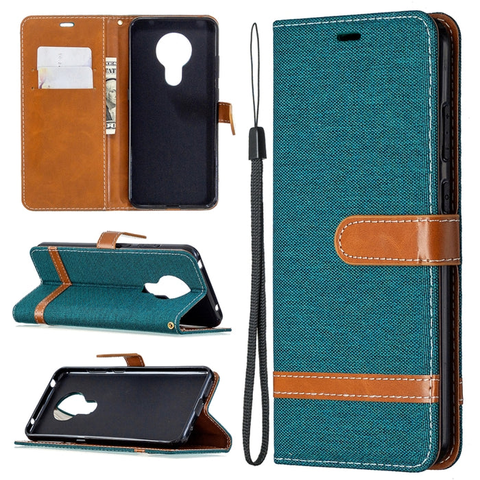 Estuche de cuero con tapa horizontal con textura de mezclilla con soporte y ranuras para tarjetas y billetera y cordón, For Nokia 5.3, For Xiaomi Redmi Note 9