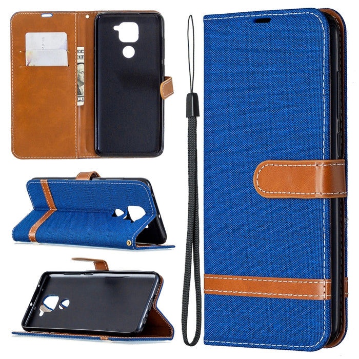Estuche de cuero con tapa horizontal con textura de mezclilla con soporte y ranuras para tarjetas y billetera y cordón, For Nokia 5.3, For Xiaomi Redmi Note 9