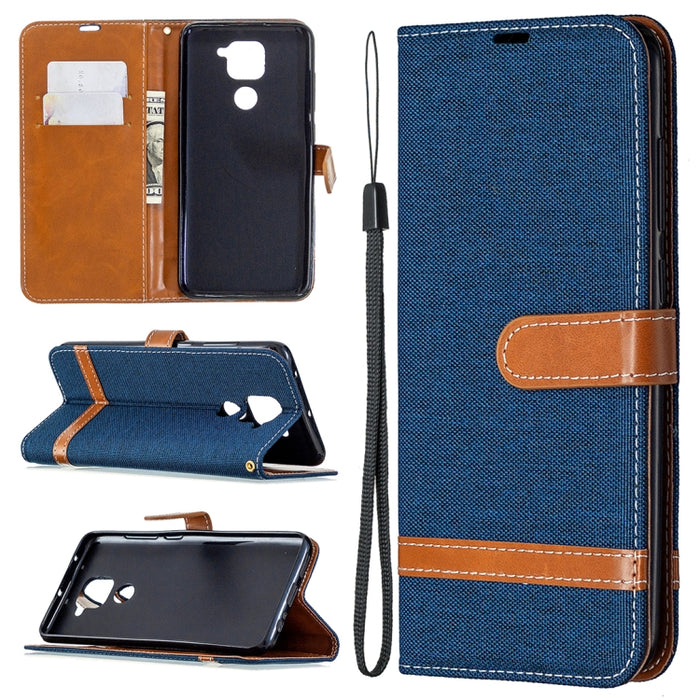Estuche de cuero con tapa horizontal con textura de mezclilla con soporte y ranuras para tarjetas y billetera y cordón, For Nokia 5.3, For Xiaomi Redmi Note 9