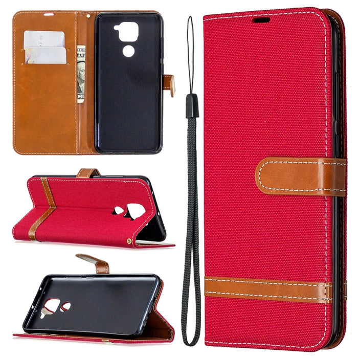 Estuche de cuero con tapa horizontal con textura de mezclilla con soporte y ranuras para tarjetas y billetera y cordón, For Nokia 5.3, For Xiaomi Redmi Note 9