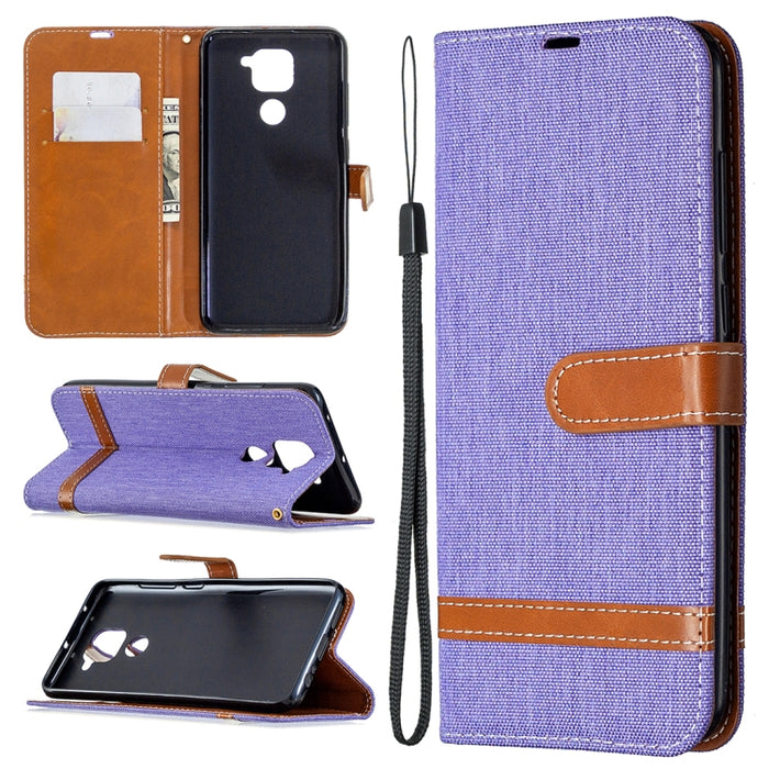 Estuche de cuero con tapa horizontal con textura de mezclilla con soporte y ranuras para tarjetas y billetera y cordón, For Nokia 5.3, For Xiaomi Redmi Note 9