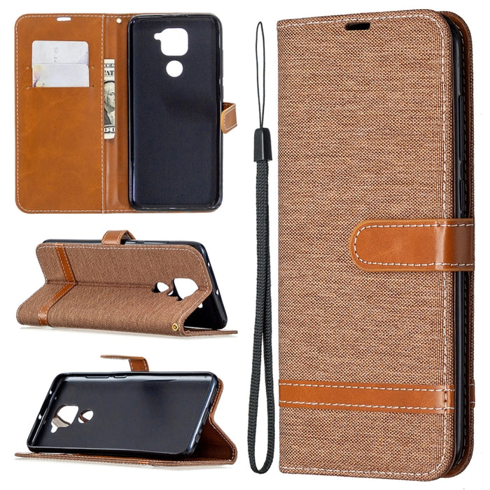 Estuche de cuero con tapa horizontal con textura de mezclilla con soporte y ranuras para tarjetas y billetera y cordón, For Nokia 5.3, For Xiaomi Redmi Note 9