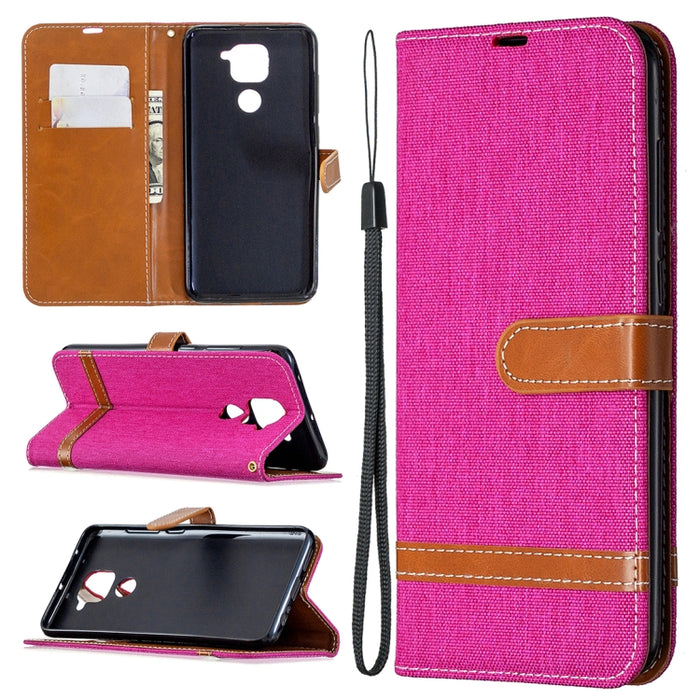 Estuche de cuero con tapa horizontal con textura de mezclilla con soporte y ranuras para tarjetas y billetera y cordón, For Nokia 5.3, For Xiaomi Redmi Note 9
