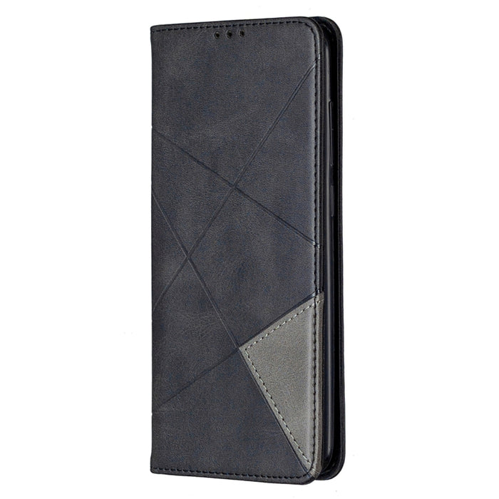 Estuche de cuero magnético con tapa horizontal con textura de rombos con soporte y ranuras para tarjetas y billetera, For Xiaomi Redmi Note 9