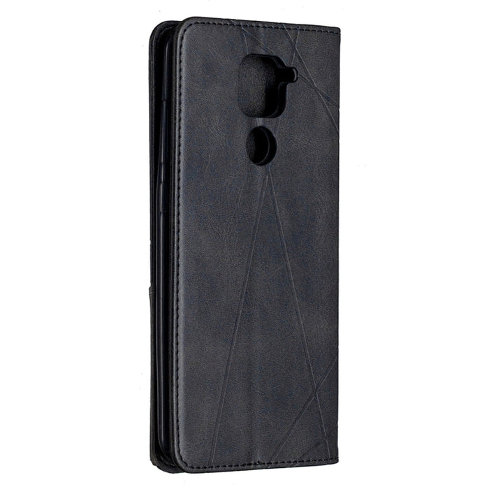 Estuche de cuero magnético con tapa horizontal con textura de rombos con soporte y ranuras para tarjetas y billetera, For Xiaomi Redmi Note 9