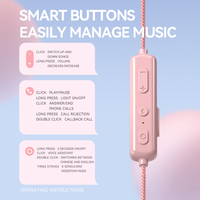 K1692 Meow Planet Auriculares deportivos Bluetooth con reducción de ruido montados en el cuello