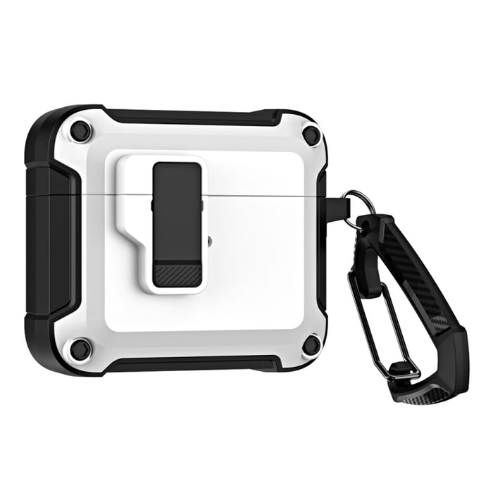 Funda protectora para auriculares inalámbricos Bluetooth de TPU + PC con bloqueo y gancho de interruptor, For AirPods 3