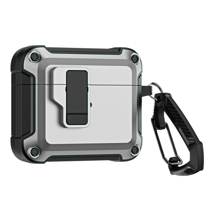 Funda protectora para auriculares inalámbricos Bluetooth de TPU + PC con bloqueo y gancho de interruptor, For AirPods 3