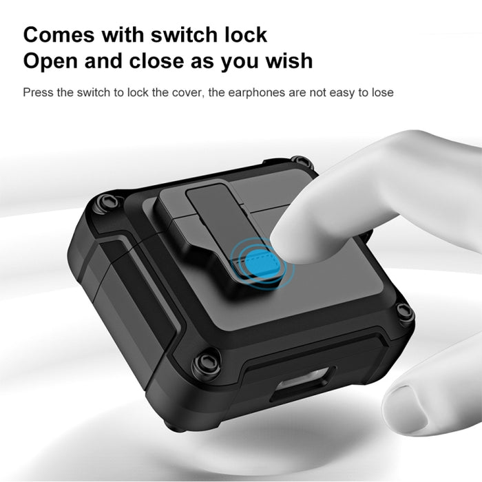 Funda protectora para auriculares inalámbricos Bluetooth de TPU + PC con bloqueo y gancho de interruptor, For AirPods 3