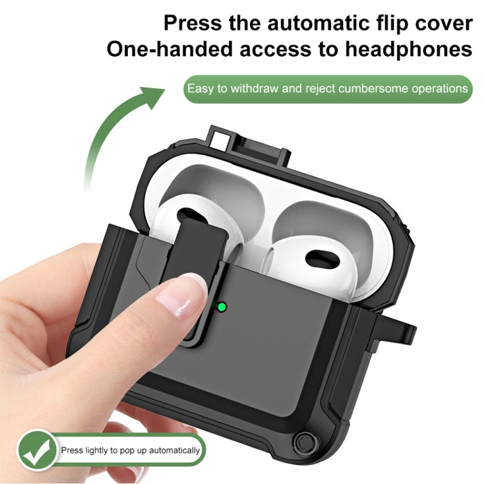 Funda protectora para auriculares inalámbricos Bluetooth de TPU + PC con bloqueo y gancho de interruptor, For AirPods 3