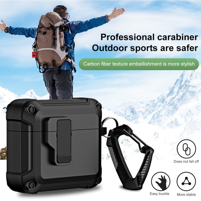 Funda protectora para auriculares inalámbricos Bluetooth de TPU + PC con bloqueo y gancho de interruptor, For AirPods 3