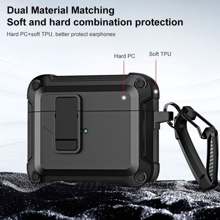 Funda protectora para auriculares inalámbricos Bluetooth de TPU + PC con bloqueo y gancho de interruptor, For AirPods 3