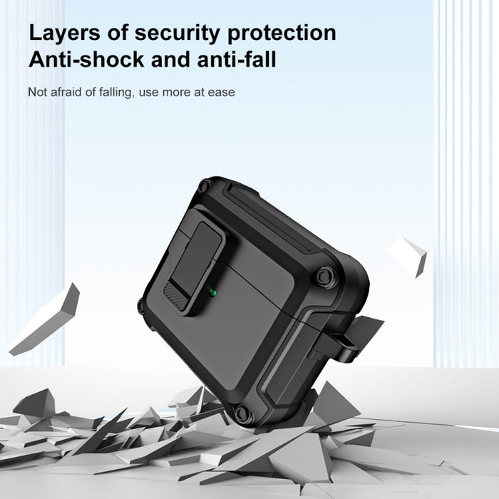 Funda protectora para auriculares inalámbricos Bluetooth de TPU + PC con bloqueo y gancho de interruptor, For AirPods 3