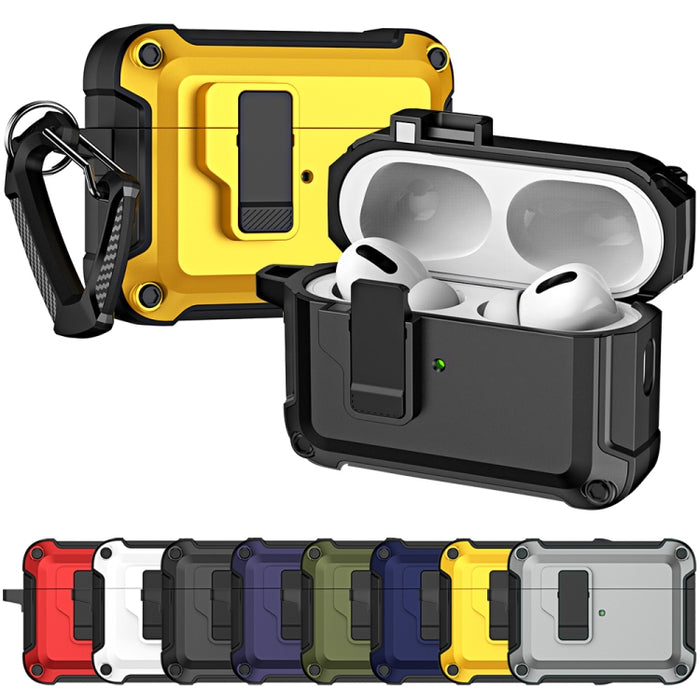 Funda protectora para auriculares inalámbricos Bluetooth de TPU + PC con bloqueo y gancho de interruptor, For AirPods Pro 2