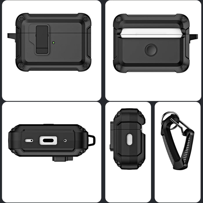 Funda protectora para auriculares inalámbricos Bluetooth de TPU + PC con bloqueo y gancho de interruptor, For AirPods Pro 2