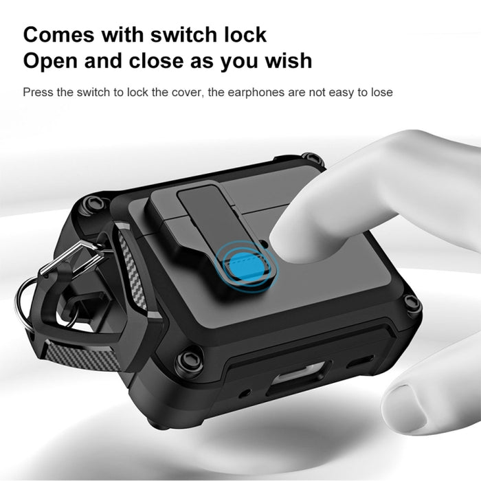 Funda protectora para auriculares inalámbricos Bluetooth de TPU + PC con bloqueo y gancho de interruptor, For AirPods Pro 2