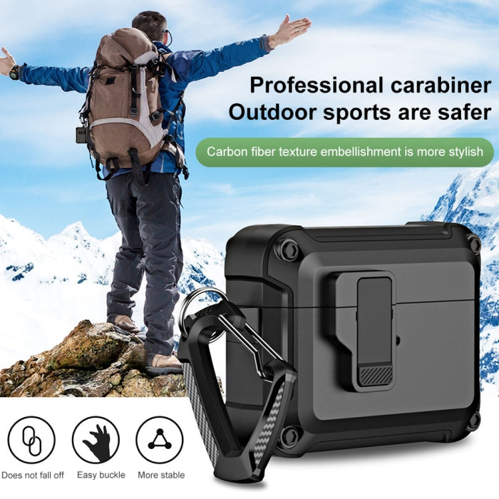 Funda protectora para auriculares inalámbricos Bluetooth de TPU + PC con bloqueo y gancho de interruptor, For AirPods Pro 2