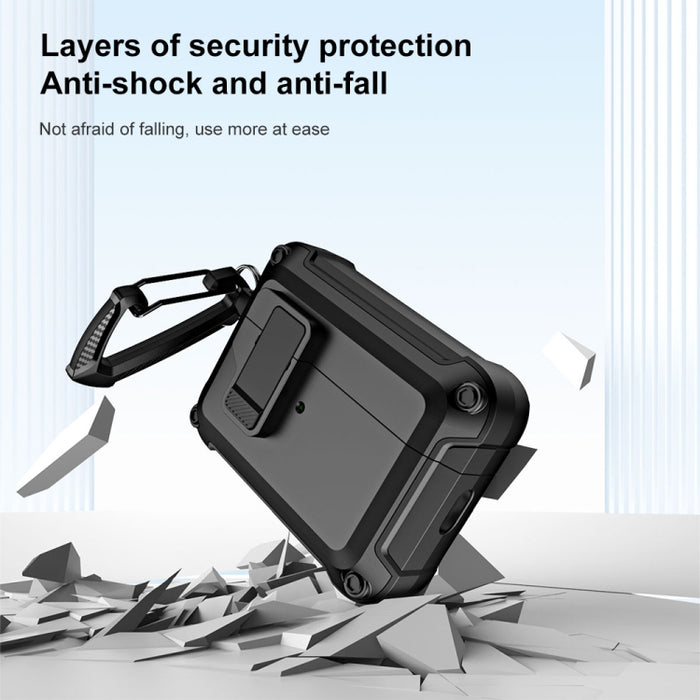 Funda protectora para auriculares inalámbricos Bluetooth de TPU + PC con bloqueo y gancho de interruptor, For AirPods Pro 2