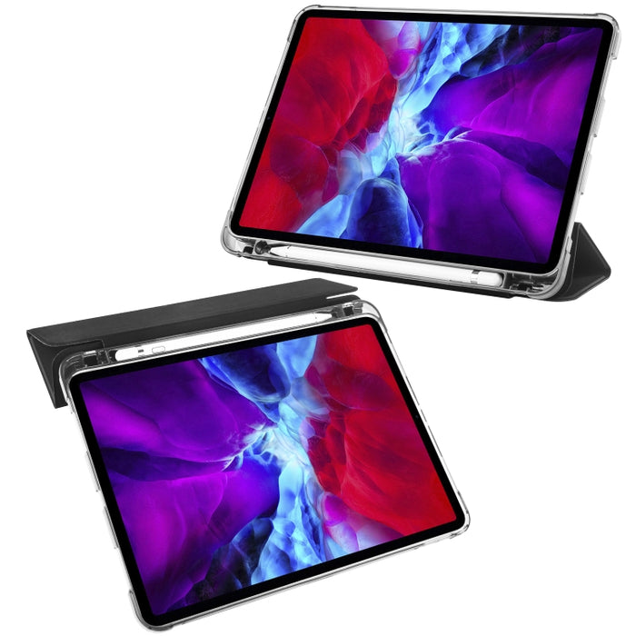 Funda de cuero de PU con 3 pliegues horizontales + estuche de TPU a prueba de golpes con soporte y ranura para bolígrafo