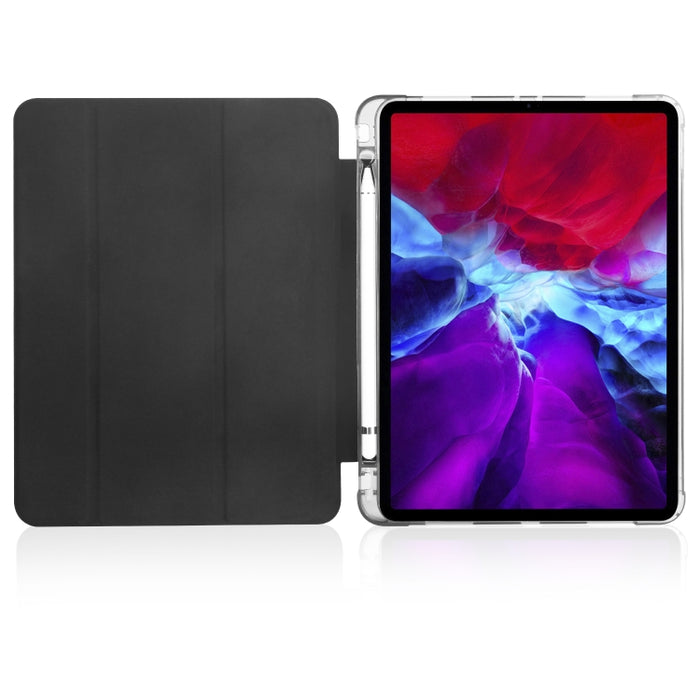Funda de cuero de PU con 3 pliegues horizontales + estuche de TPU a prueba de golpes con soporte y ranura para bolígrafo