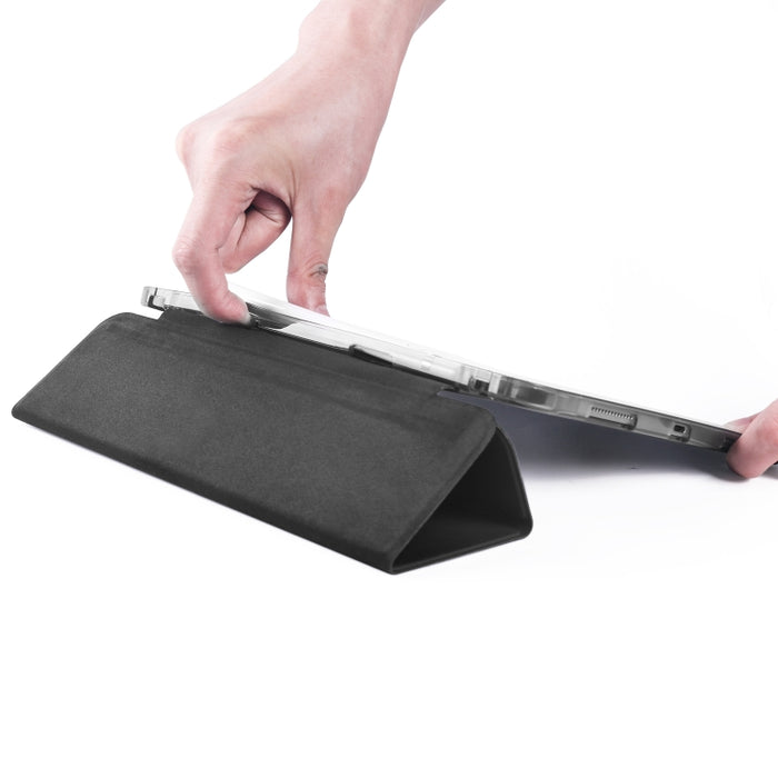 Funda de cuero de PU con 3 pliegues horizontales + estuche de TPU a prueba de golpes con soporte y ranura para bolígrafo