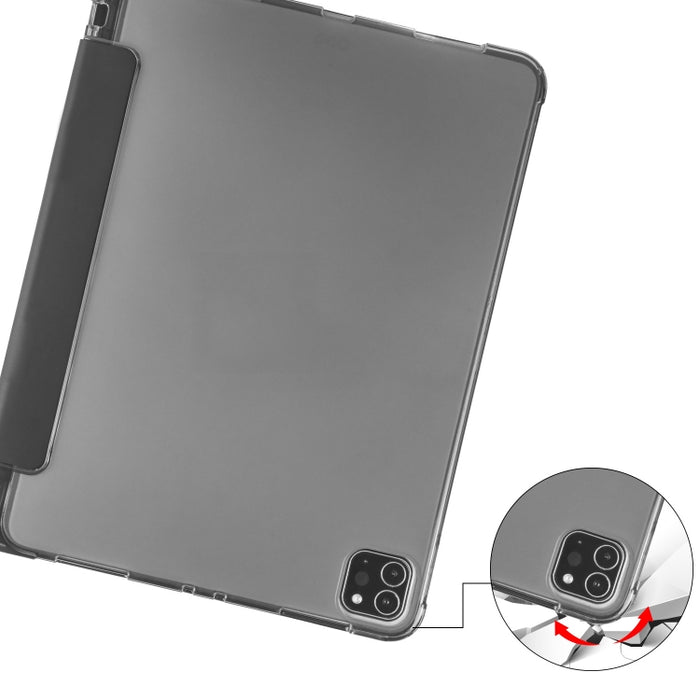 Funda de cuero de PU con 3 pliegues horizontales + estuche de TPU a prueba de golpes con soporte y ranura para bolígrafo