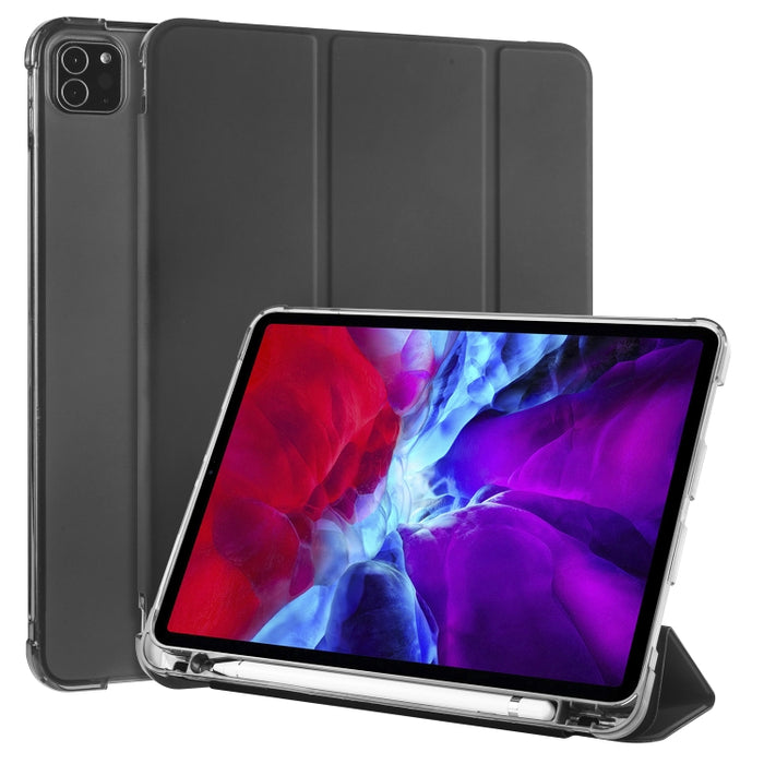 Funda de cuero de PU con 3 pliegues horizontales + estuche de TPU a prueba de golpes con soporte y ranura para bolígrafo
