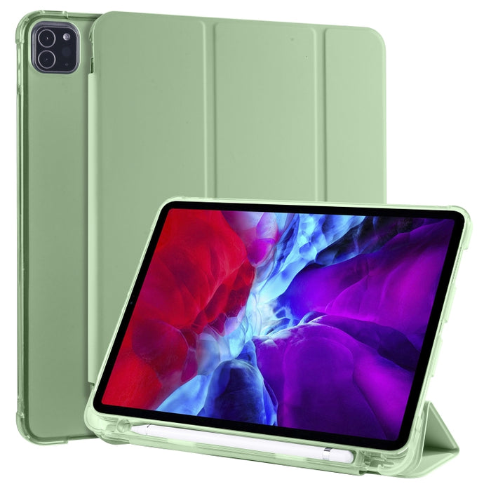 Funda de cuero de PU con 3 pliegues horizontales + estuche de TPU a prueba de golpes con soporte y ranura para bolígrafo