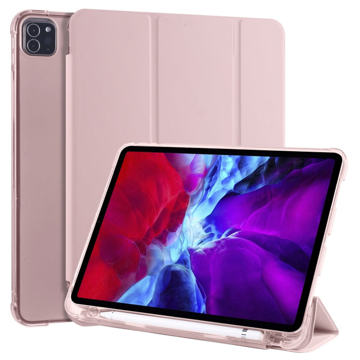 Funda de cuero de PU con 3 pliegues horizontales + estuche de TPU a prueba de golpes con soporte y ranura para bolígrafo