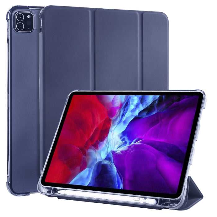Funda de cuero de PU con 3 pliegues horizontales + estuche de TPU a prueba de golpes con soporte y ranura para bolígrafo