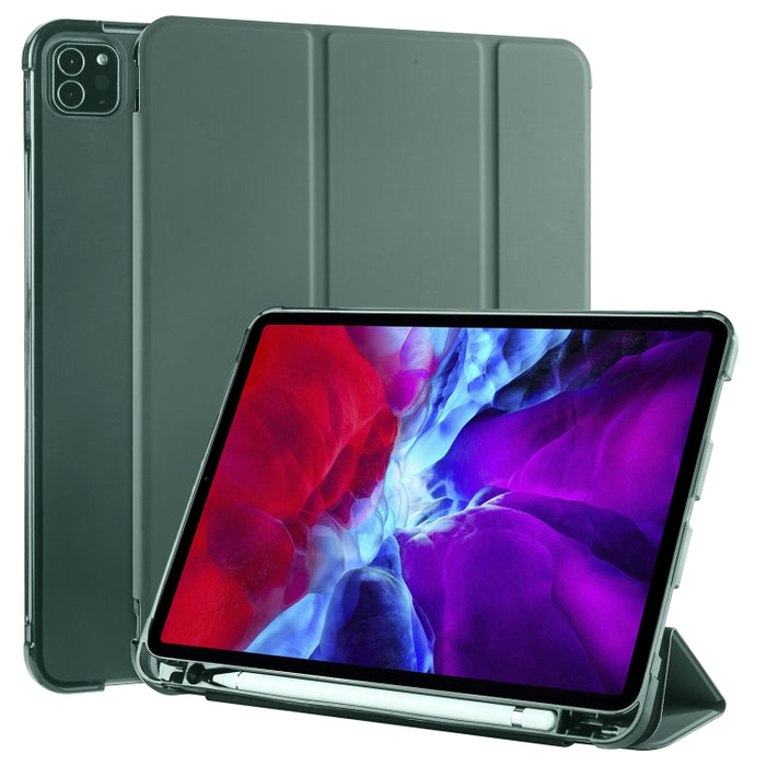 Funda de cuero de PU con 3 pliegues horizontales + estuche de TPU a prueba de golpes con soporte y ranura para bolígrafo